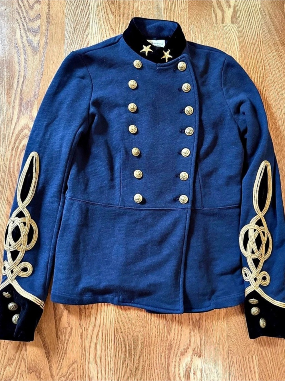 Denim & Supply Ralph Lauren Military Band Jacket Navy Gold Braid Velvet Women S